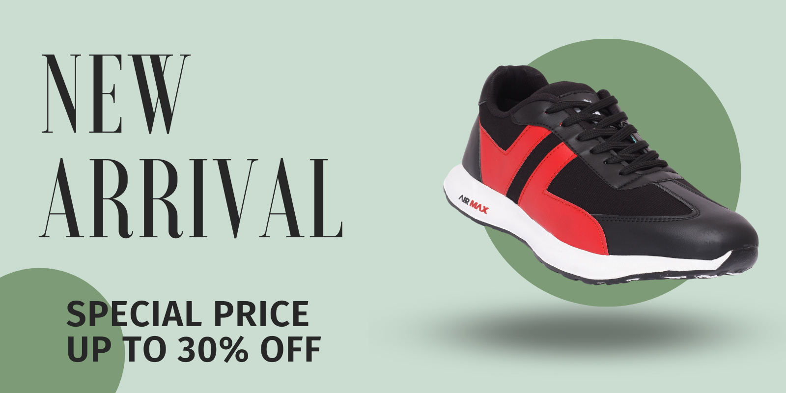 Red White Yellow Modern Minimalist Shoes New Arrival Promotion Banner Landscape (1600 x 800 px)